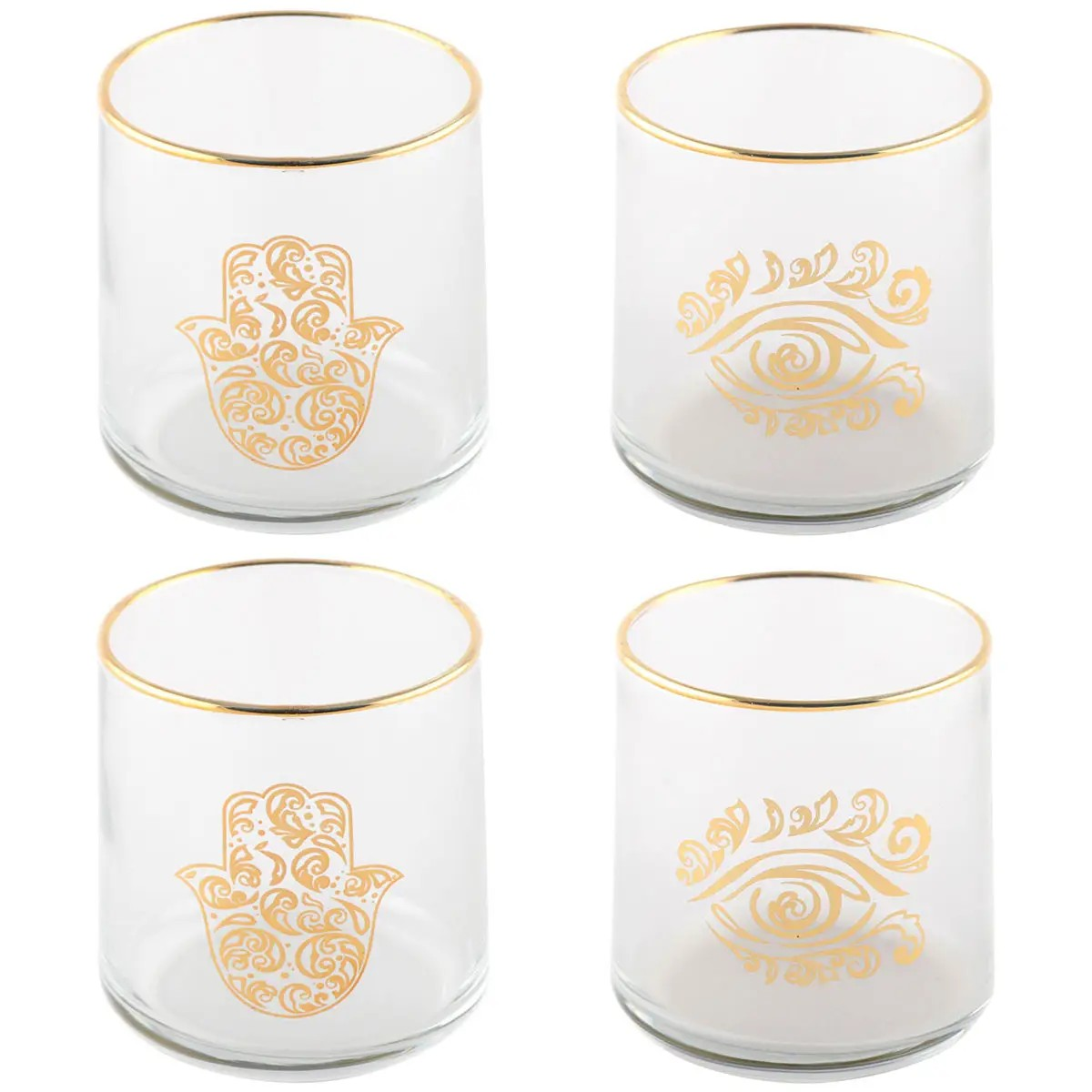 Fatima Hand and Golden Eye Water Glasses - Set of 4