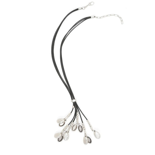 Shell Silver and Leather Pewter Multi Strand Necklace
