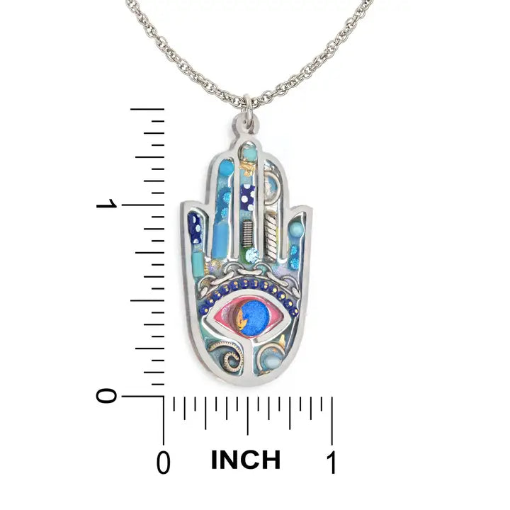 Seeka Elegant Blue Hamsa Necklace