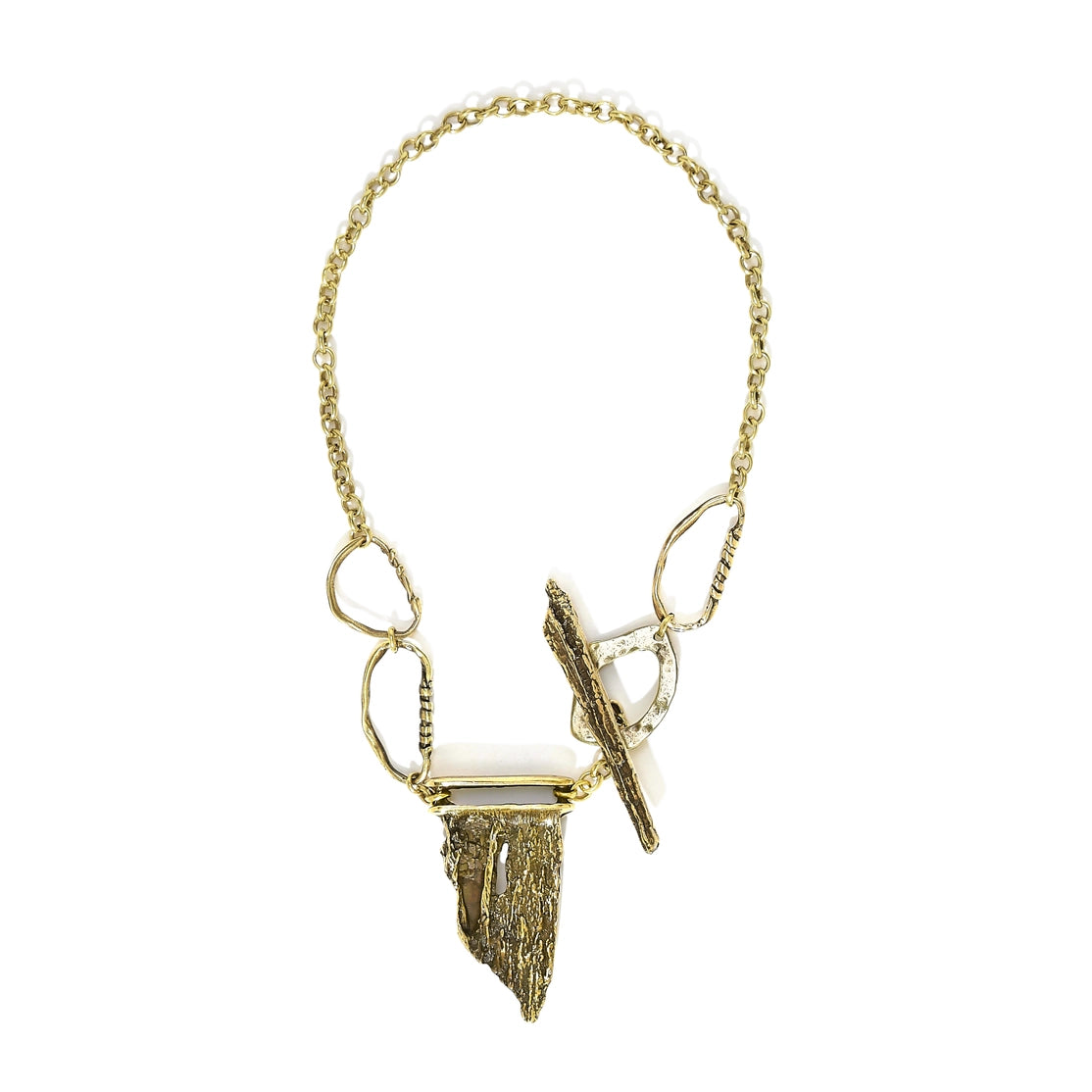 Shark Tooth and Stones Bronze Necklace