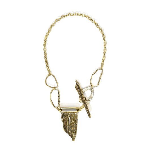 Shark Tooth and Stones Bronze Necklace