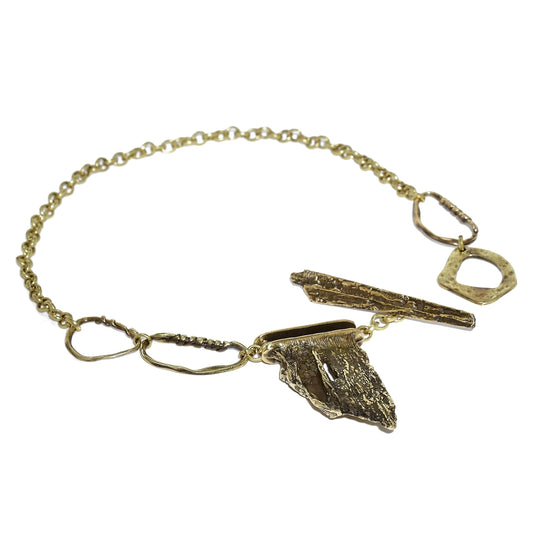 Shark Tooth and Stones Bronze Necklace