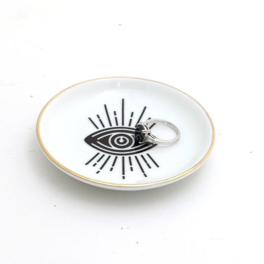 Evil Eye Trinket Dish with Gold Rim