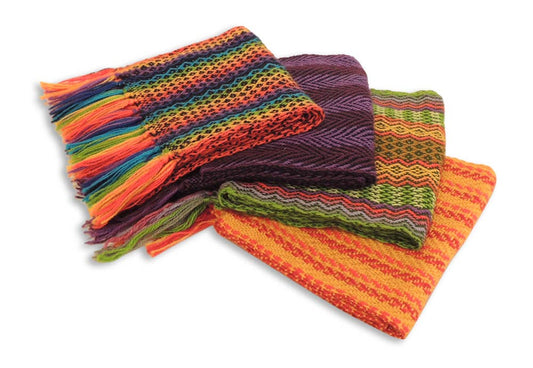 Alpaca Geometric Patterns Scarf w/ Fringe