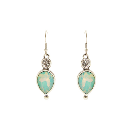 Handmade Pewter Earrings With Green Opal