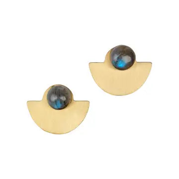 Labradorite Moon Earrings