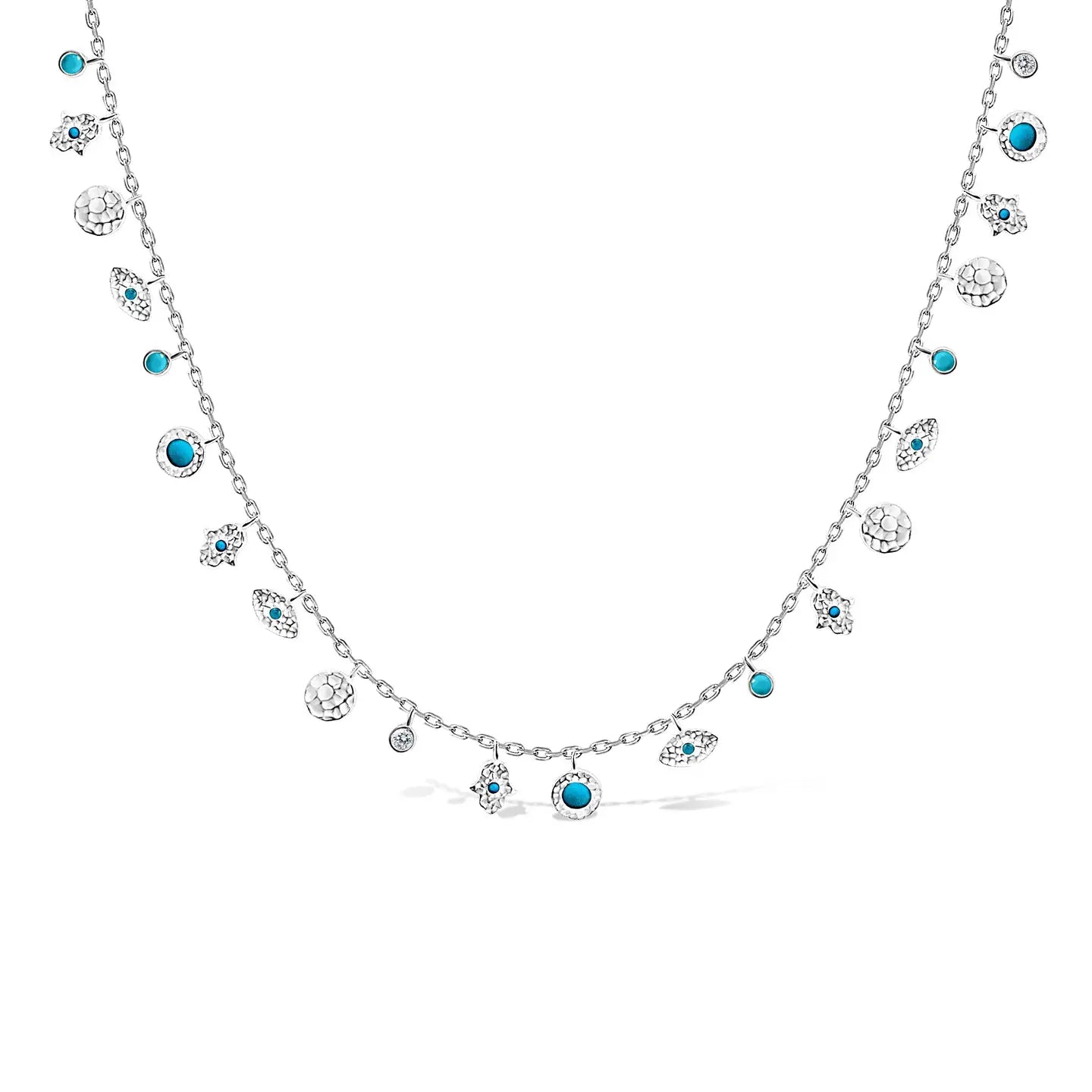 Hamsa and Evil Eye Charm Necklace