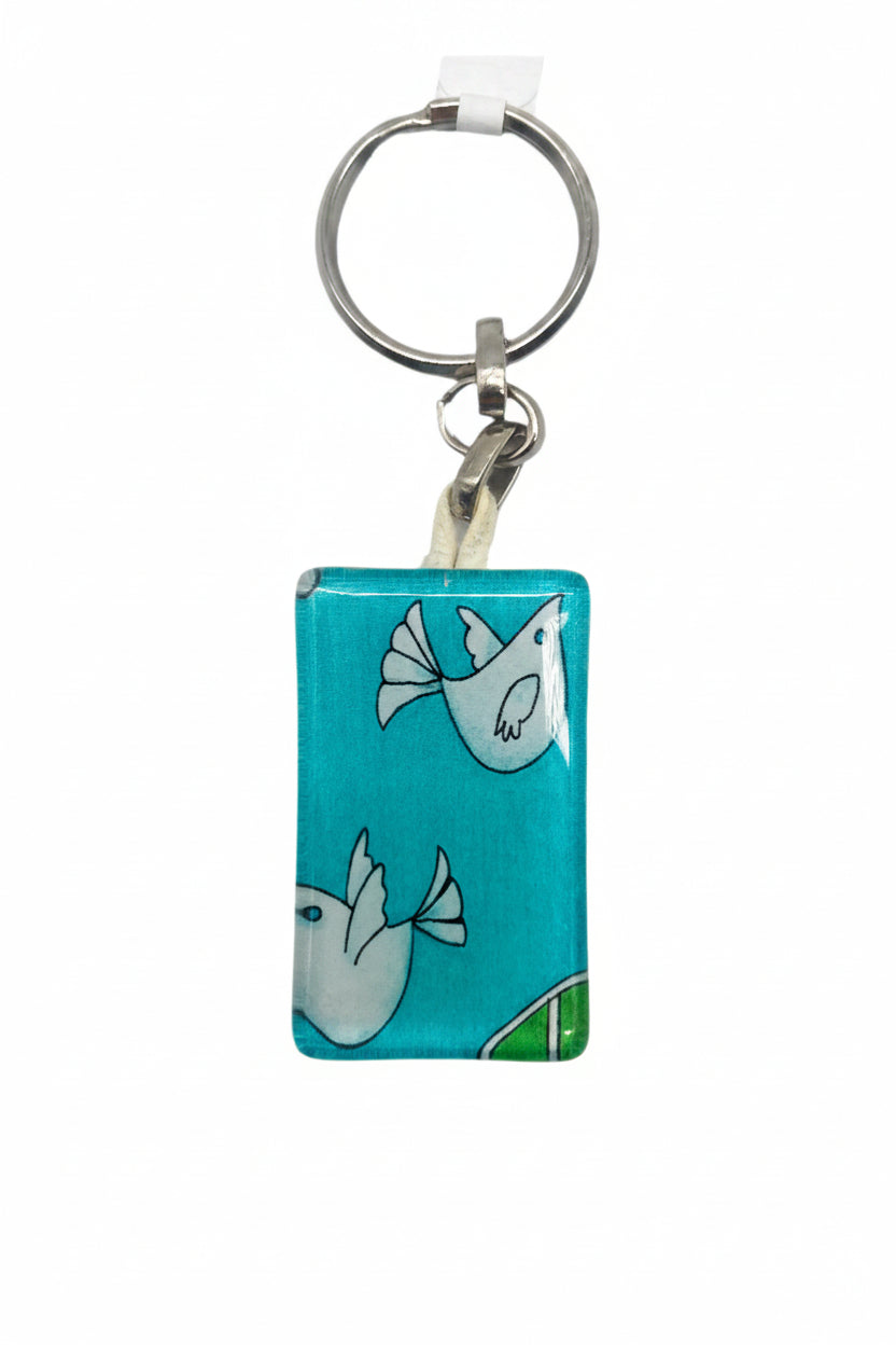 Dove Glass Keychain