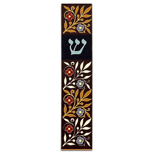 Mezuzah - Aluminum Lucite Dark Floral