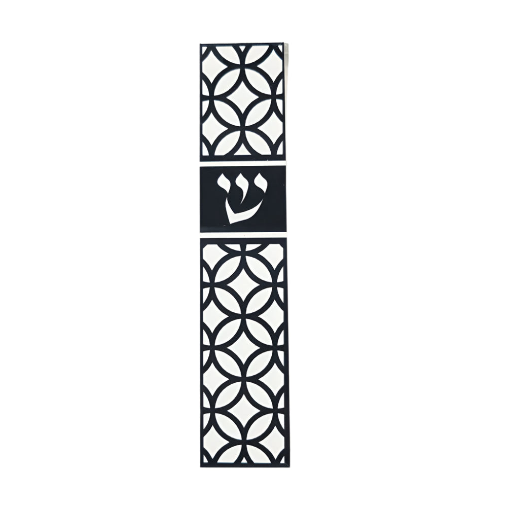 Mezuzah - Aluminum Lucite Black/White
