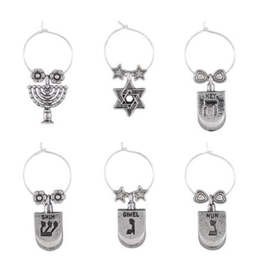 Hanukkah wine charms
