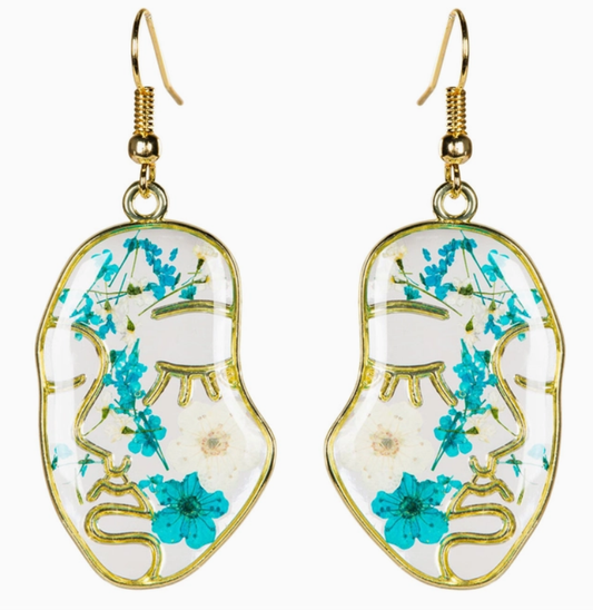 Dried Flower Face Earrings