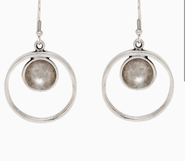 Pewter 2 Circles Earrings