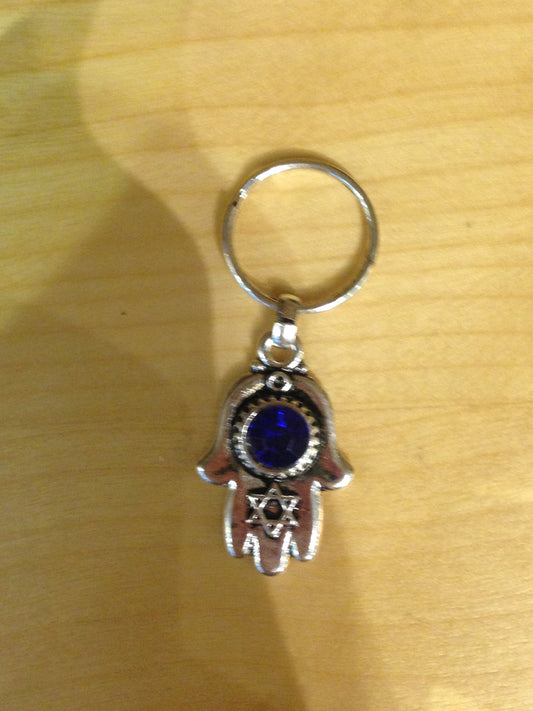 Pewter Small Hamsa w/ Stone Keychain