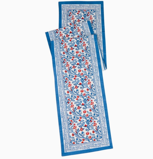 Red & Blue Pomegranate Table Linens