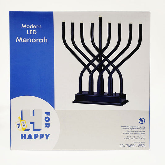 Modern Electric LED Menorah, Navy