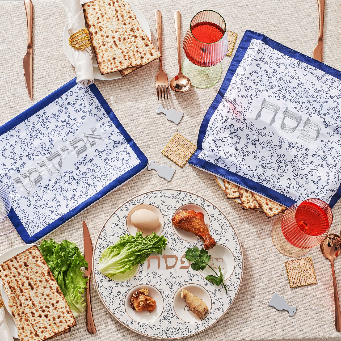 Classic Ceramic Seder Plate With Gold Accents