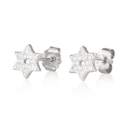 White Star of David Earrings