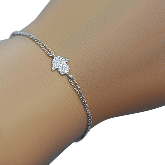 Sparkling Hamsa Bracelet - Silver