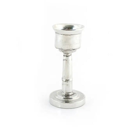 Pewter Shabbat Candle Holder - Tall Thin Silver