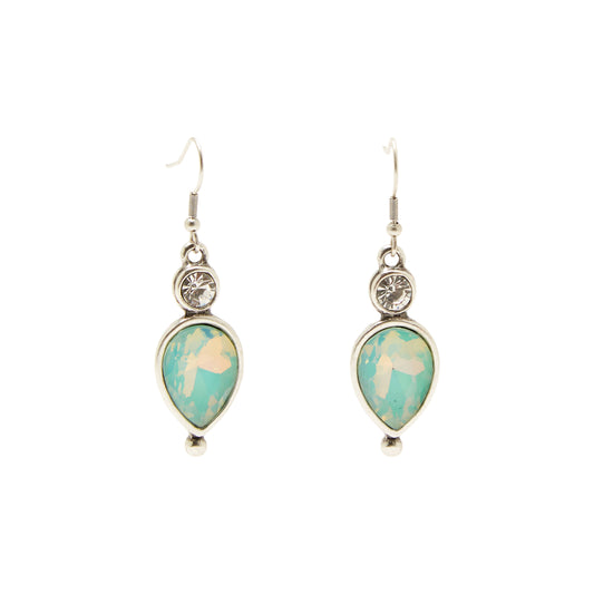 Handmade Pewter Earrings With Green Opal