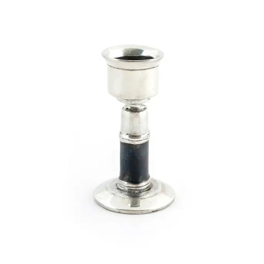 Pewter Black Band Shabbat Candle Holder