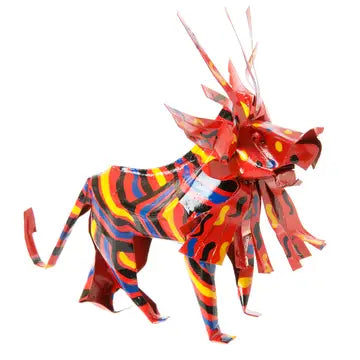 Aluminum Lion Sculpture - colorful