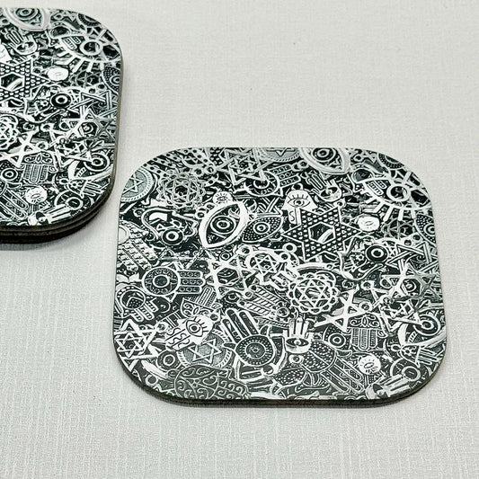 Judaica Beverage Coaster Set