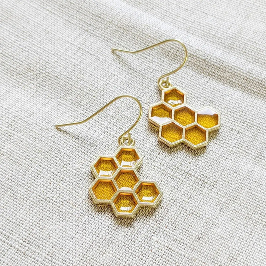 Gold Honeycomb Earrings