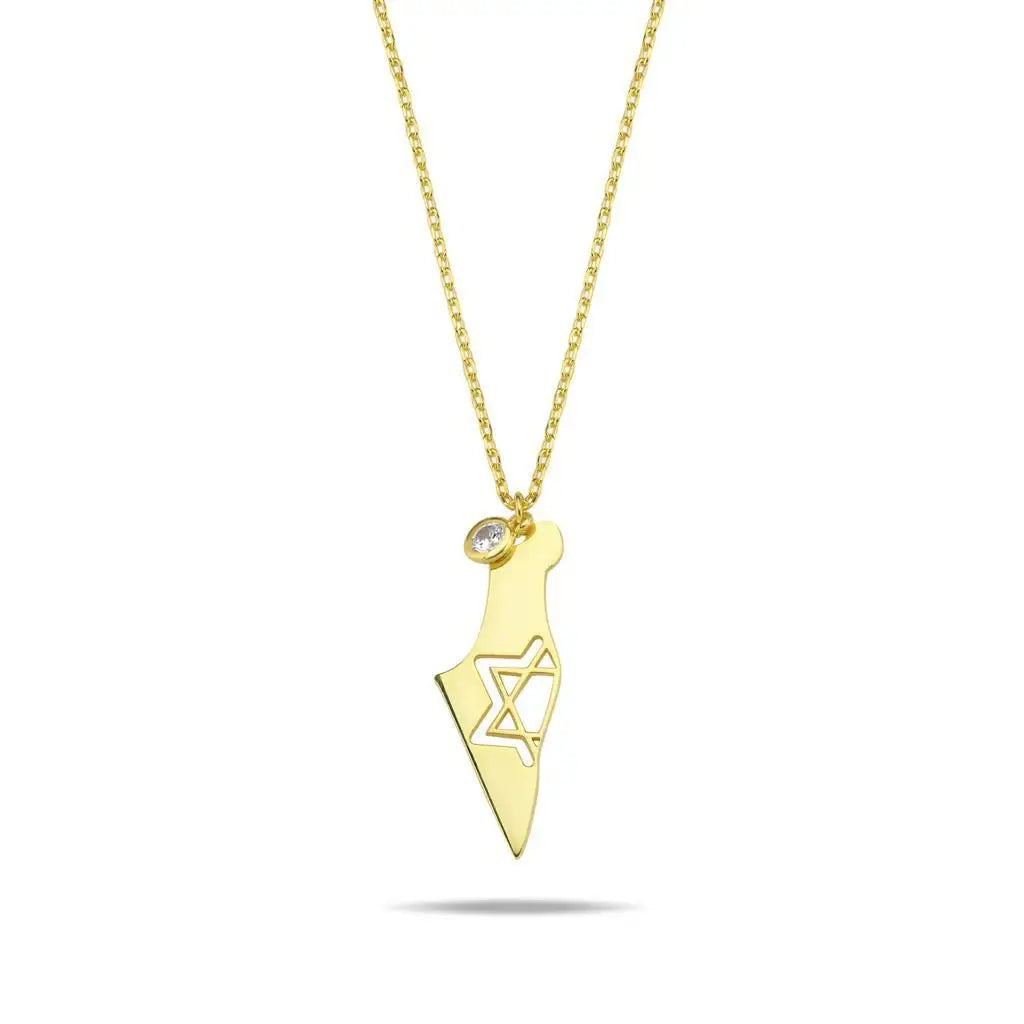 Israel Map with Paperclip Chain Necklace