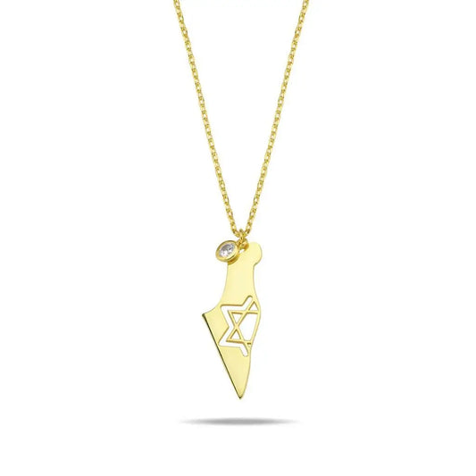 Israel Map with Paperclip Chain Necklace