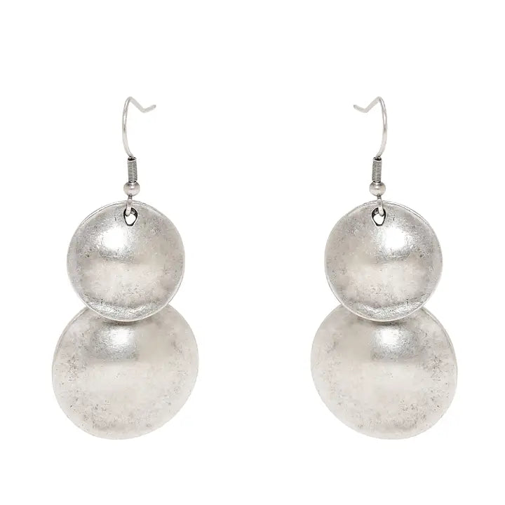 Hand Made Pewter Double-Circle Earrings