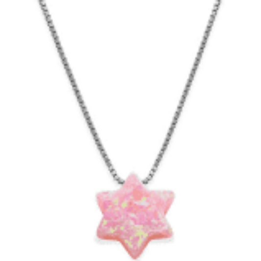Pink Opal Star Of David Necklace