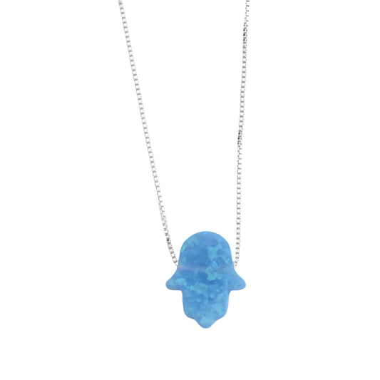 Blue Opal Hamsa Necklace