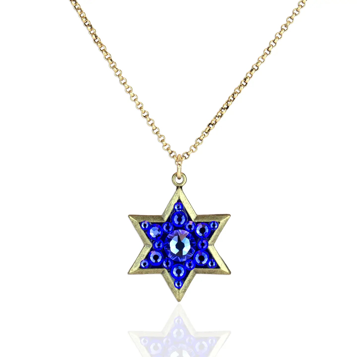 Royal Blue Pavé Six Pointed Crystal Star Necklace