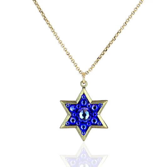 Royal Blue Pavé Six Pointed Crystal Star Necklace