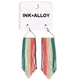 Emilie Vertical Stripe Beaded Fringe Earrings Port