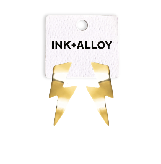 Rebecca Lightening Bolt Wavey Earring Brass
