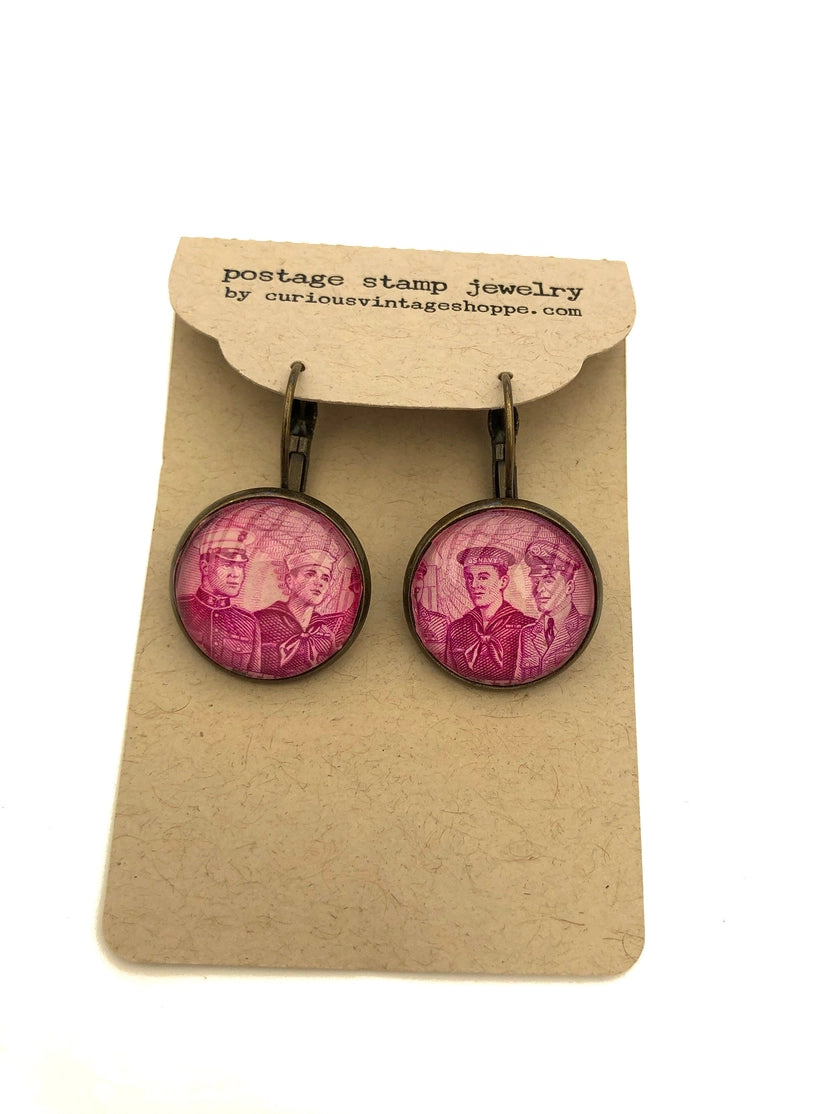 Vintage Postage Stamp Earrings
