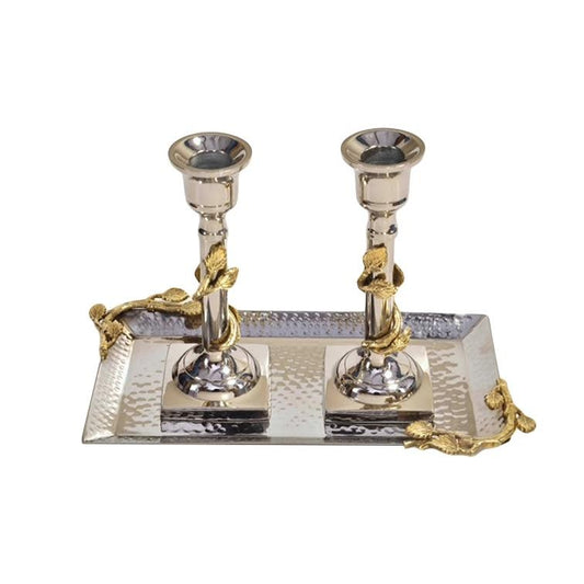 Gold Leaves Candlestick Set