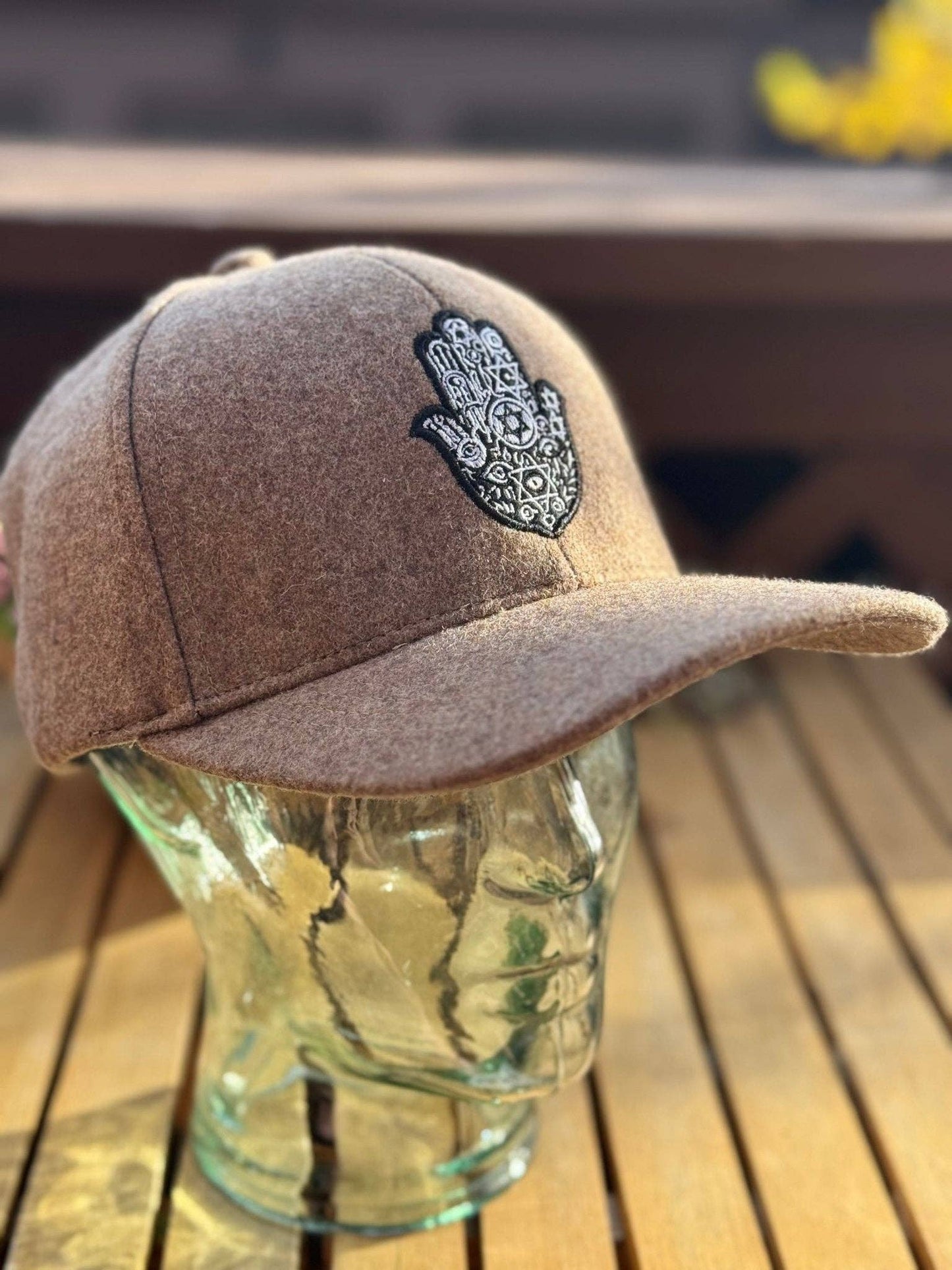 Brown Cashmere Hamsa Baseball Cap