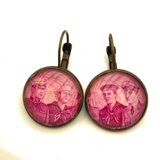 Vintage Postage Stamp Earrings