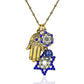 Shimmering Hamsa & Star of David Jumble Charm Necklace