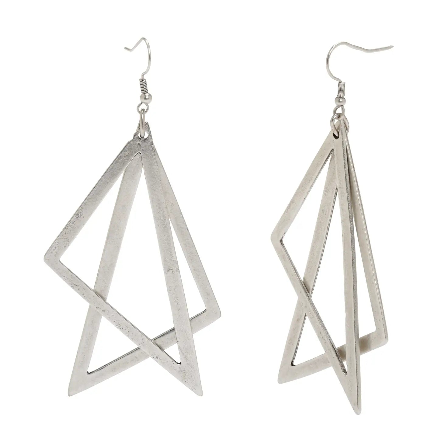 Pewter Triangle Dangle Earrings