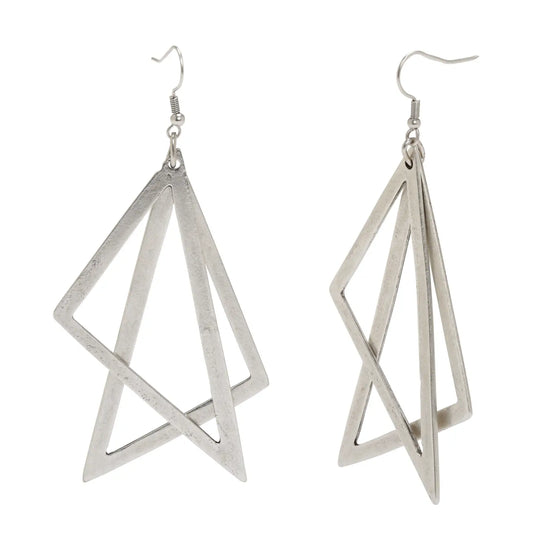 Pewter Triangle Dangle Earrings