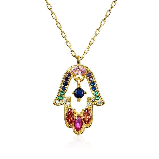 Colorful Hamsa Necklace