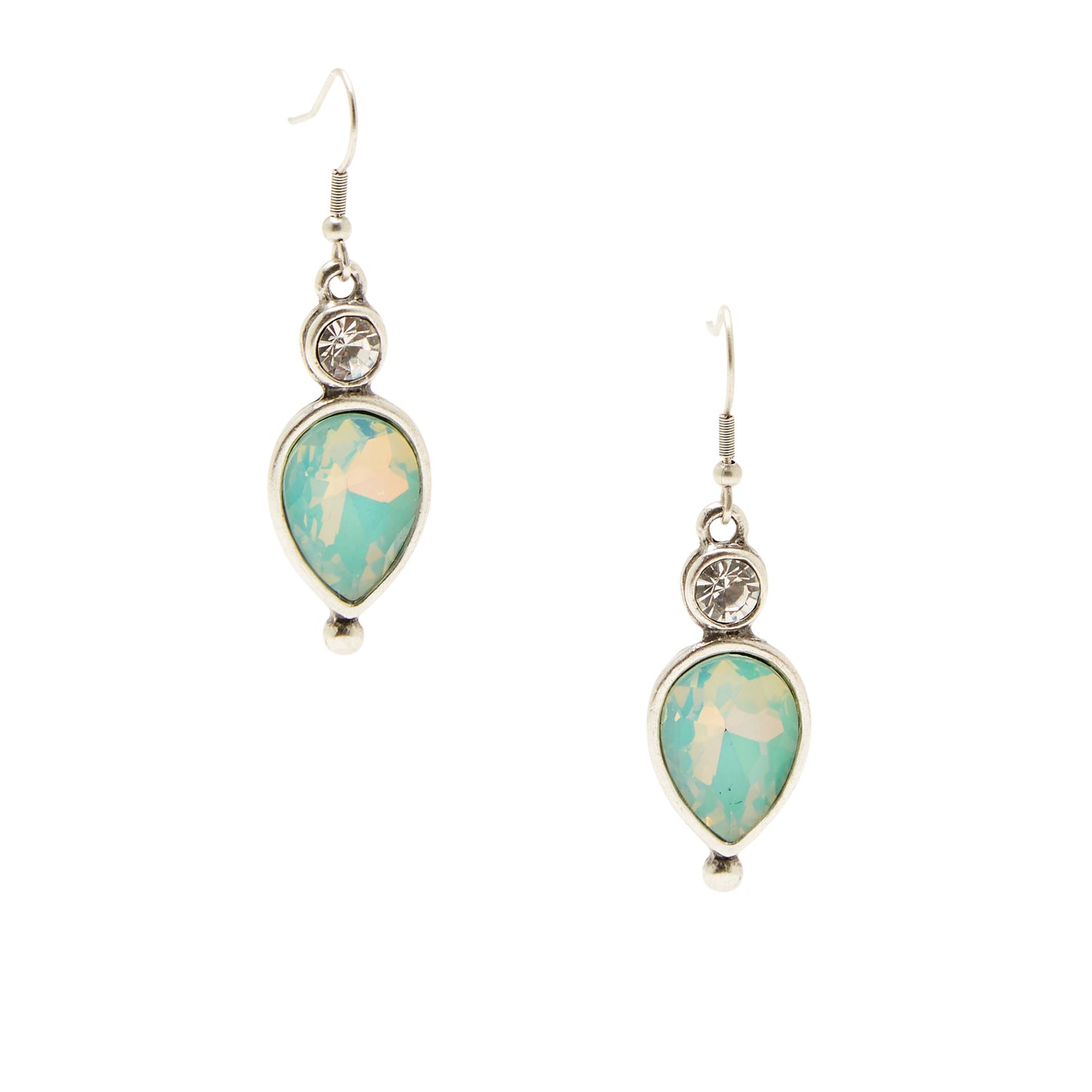 Handmade Pewter Earrings With Green Opal