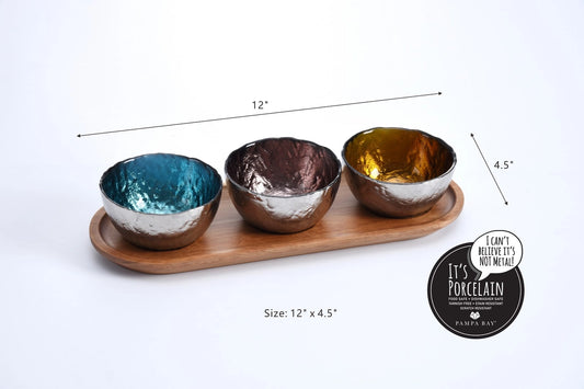 Entertaining 3-pc bowl and tray set