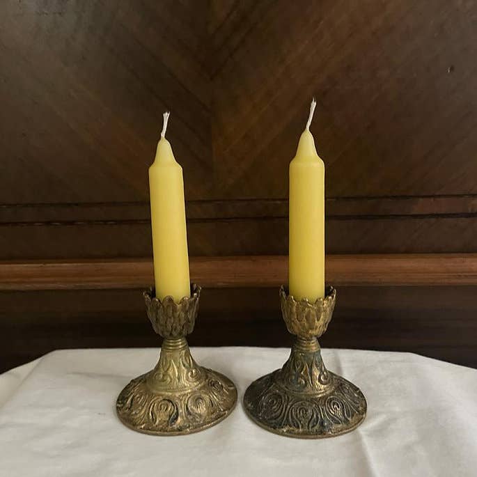 Yellow Beeswax Coated Taper Candles - 3 Hour - 12 Pack