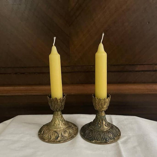 Yellow Beeswax Coated Taper Candles - 3 Hour - 12 Pack